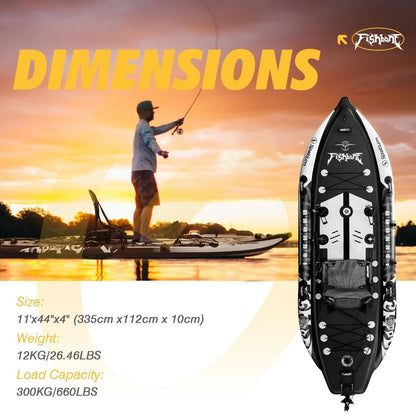 SUP Kayak Hybrid -Inflatable Pedal or Electric Drive Fishing Hybrid w/Seat