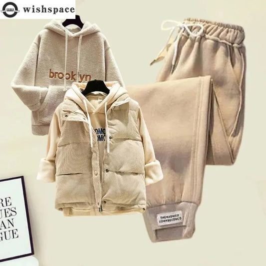 HookUpCo. Plush Three-Piece Winter Vest and Pants Set