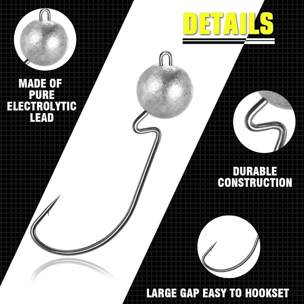 HookUpCo. Sharp Barbed Jig Head Fishing Hooks - HookUpCo.