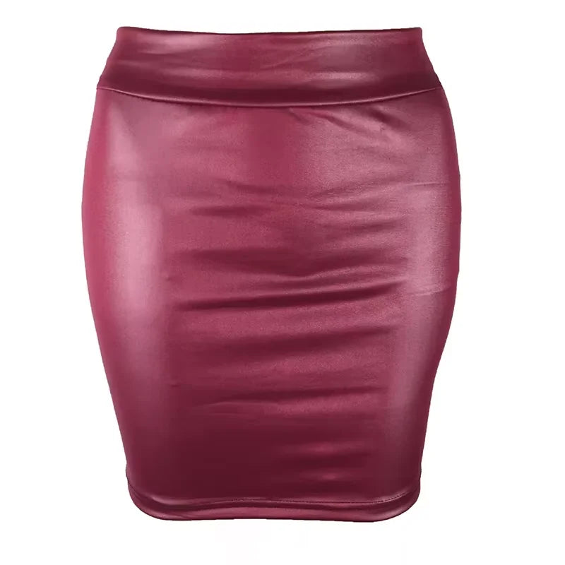 High Waist Matte Leather Mini Skirt for Night Out Style