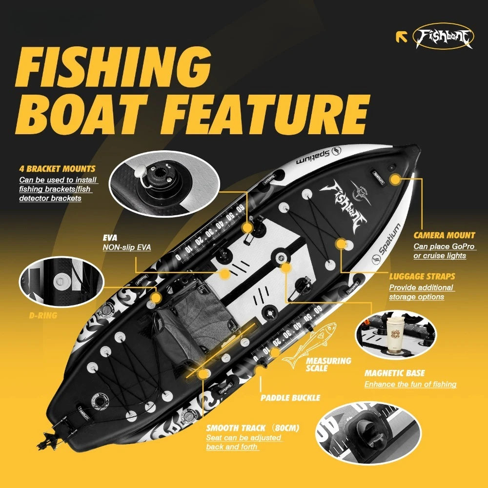 SUP Kayak Hybrid -Inflatable Pedal or Electric Drive Fishing Hybrid w/Seat