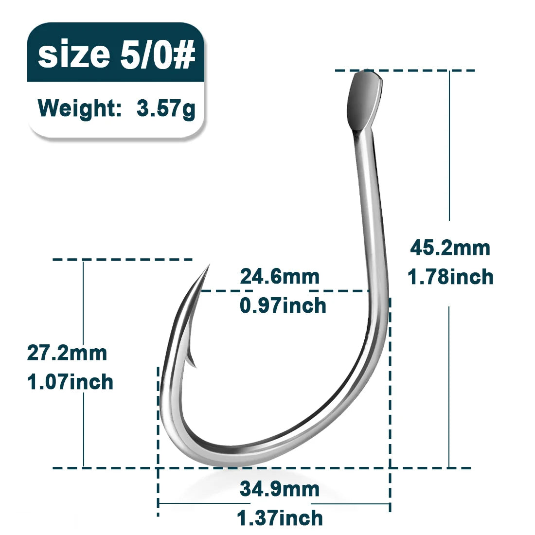 HookUpCo. Saltwater Fishing Hooks - Durable Eyeless Design