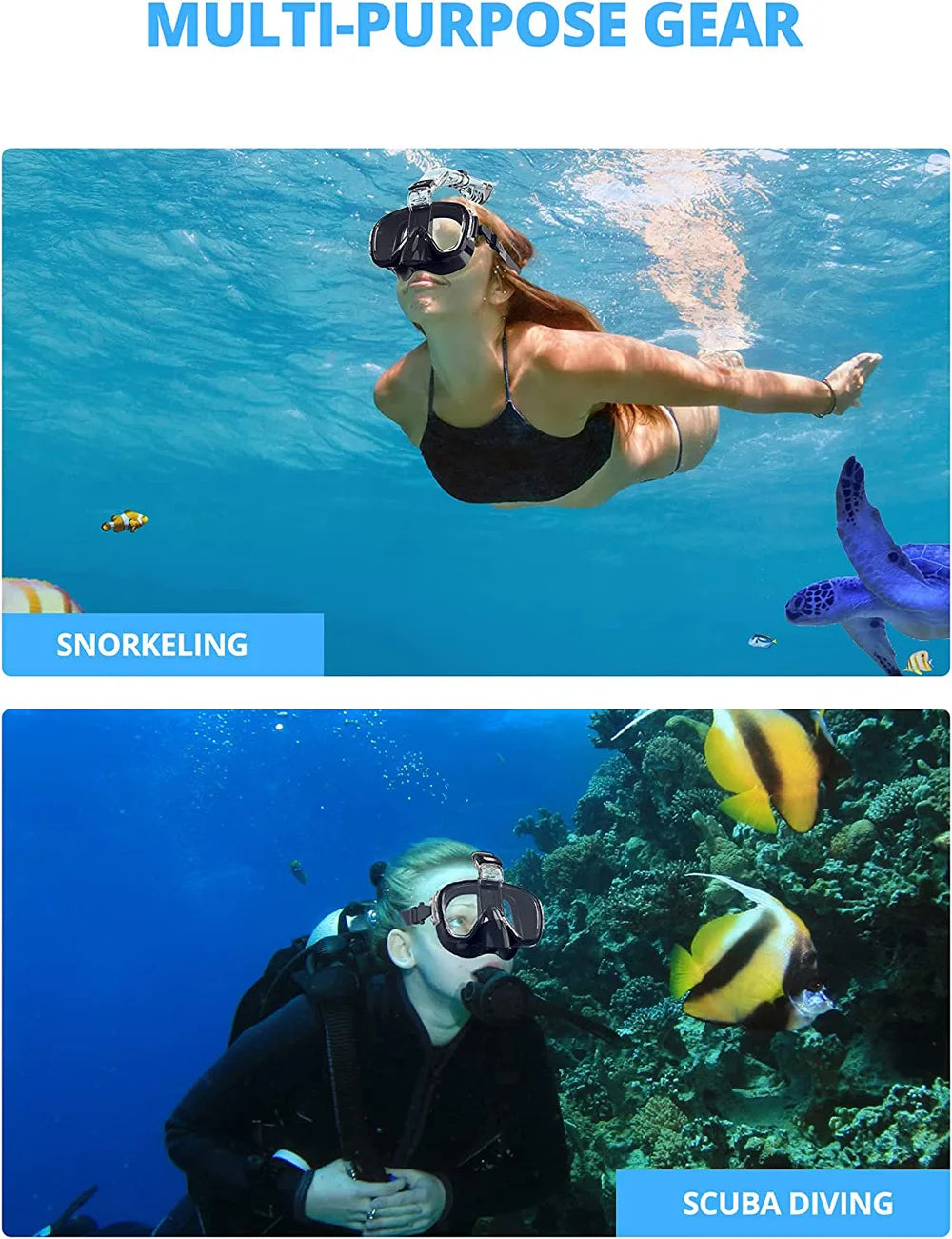 Diving Snorkeling Half Face Anti Fog Swimming Facemask Snorkel Set
