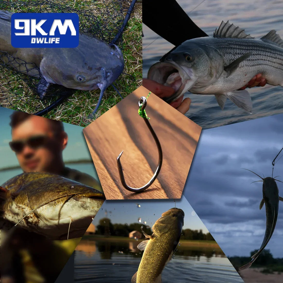HookUpCo. Offset Barbed Fishing Hooks Set 25-50Pcs - HookUpCo.