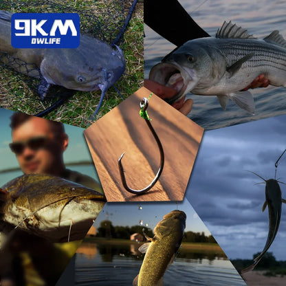 HookUpCo. Offset Barbed Fishing Hooks Set 25-50Pcs - HookUpCo.
