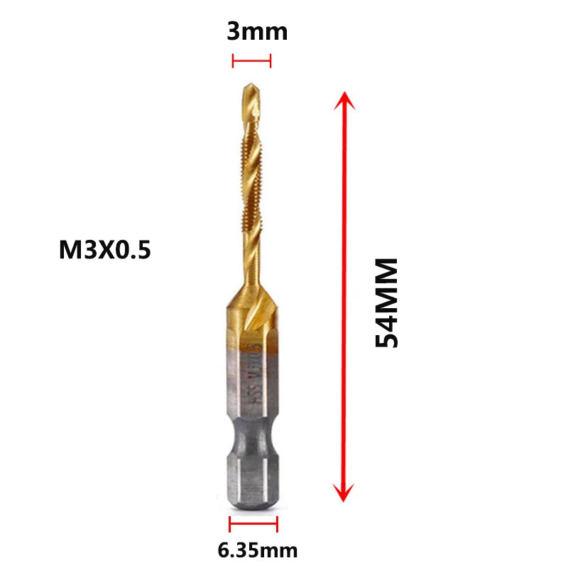 HookUpCo. Titanium Hex Shank Metric Tap Drill Bit Set