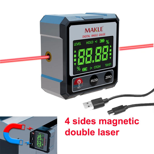 HookUpCo. Dual-Sided Laser Digital Protractor Level Tool