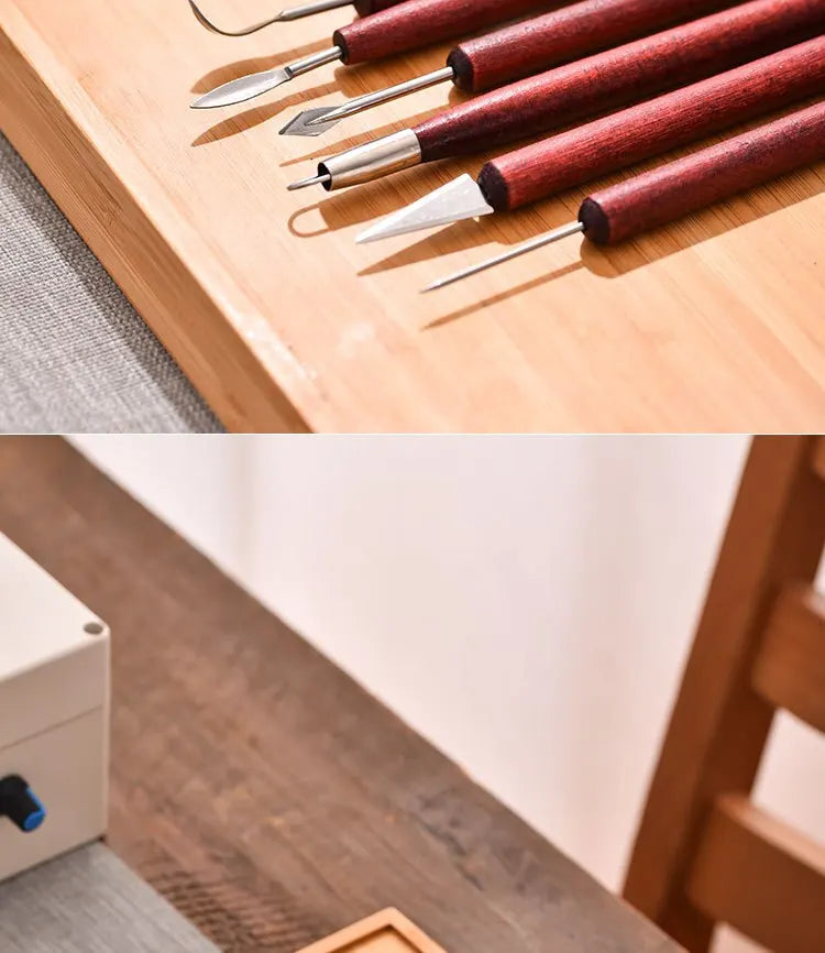 6-Piece Pottery Tool Set with Double-Ended Wire Knives