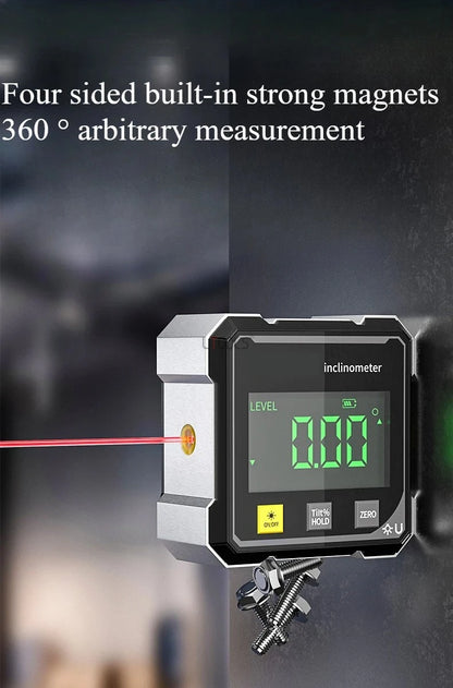 HookUpCo. 4-Sided Magnetic Laser Inclinometer for Precision