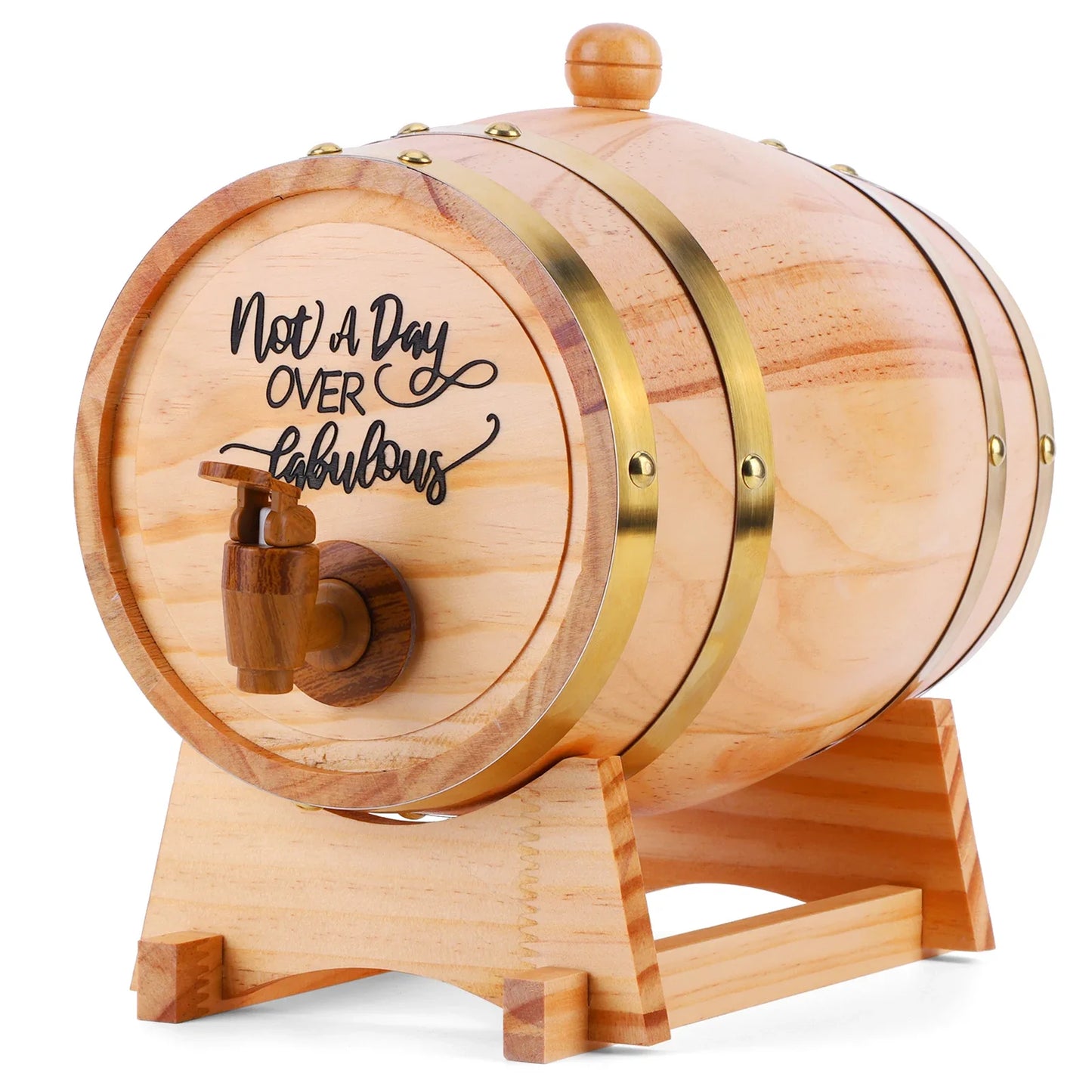 3L Wooden Whiskey Barrel with Stand and Spigot