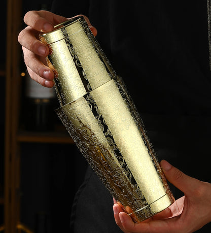 HookUpCo. Etched Pattern Cocktail Shaker Set