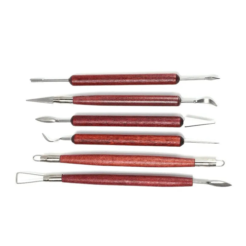 6-Piece Pottery Tool Set with Double-Ended Wire Knives