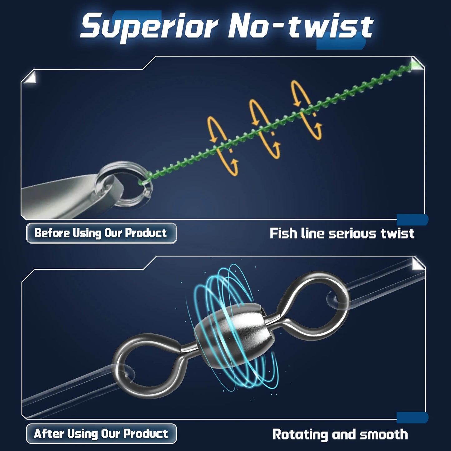 Stainless Brass Fishing Swivels for Tackle - 50 to 200 Pcs