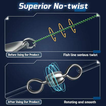 Stainless Brass Fishing Swivels for Tackle - 50 to 200 Pcs