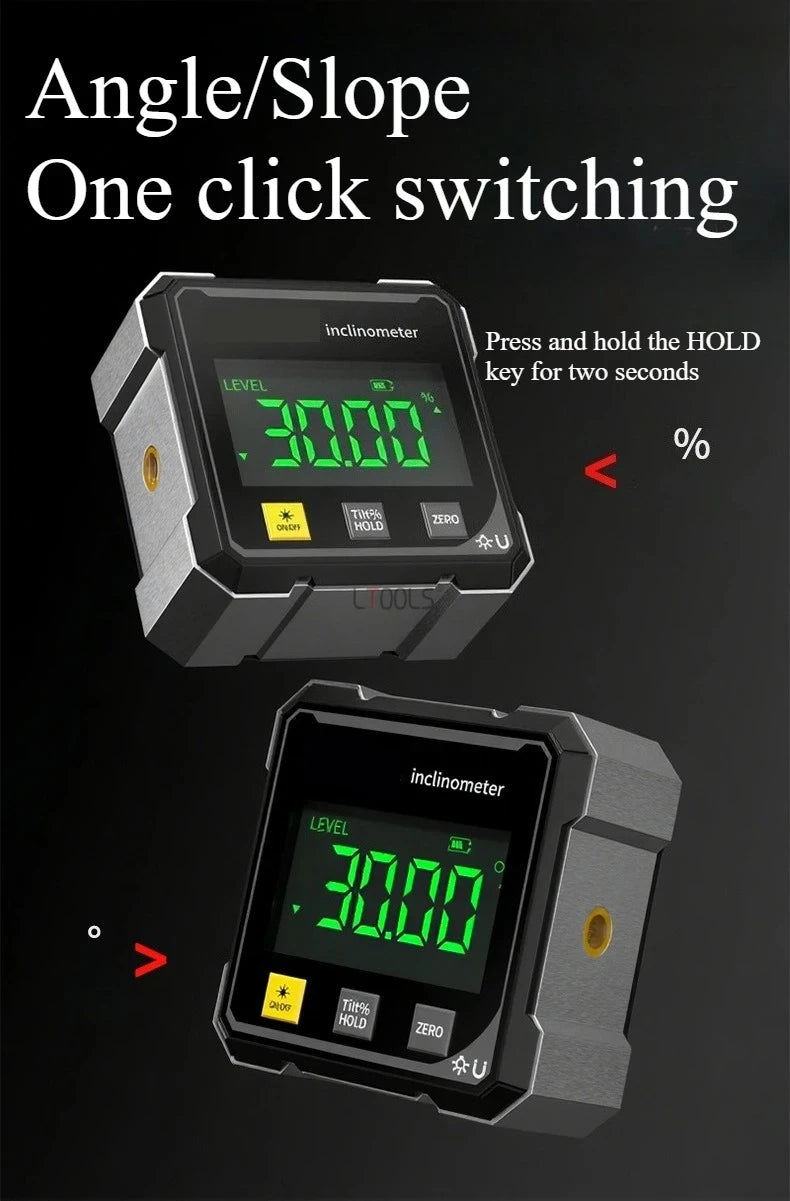 HookUpCo. 4-Sided Magnetic Laser Inclinometer for Precision