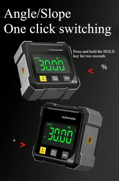 HookUpCo. 4-Sided Magnetic Laser Inclinometer for Precision
