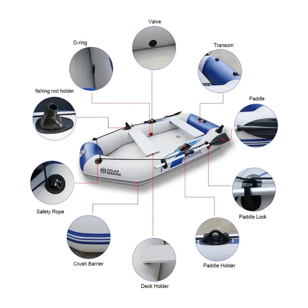 Inflatable Fishing Boats, Slats Bottom PVC 1-7 ppl. Outdoor Water Fun 1.75-3.3m