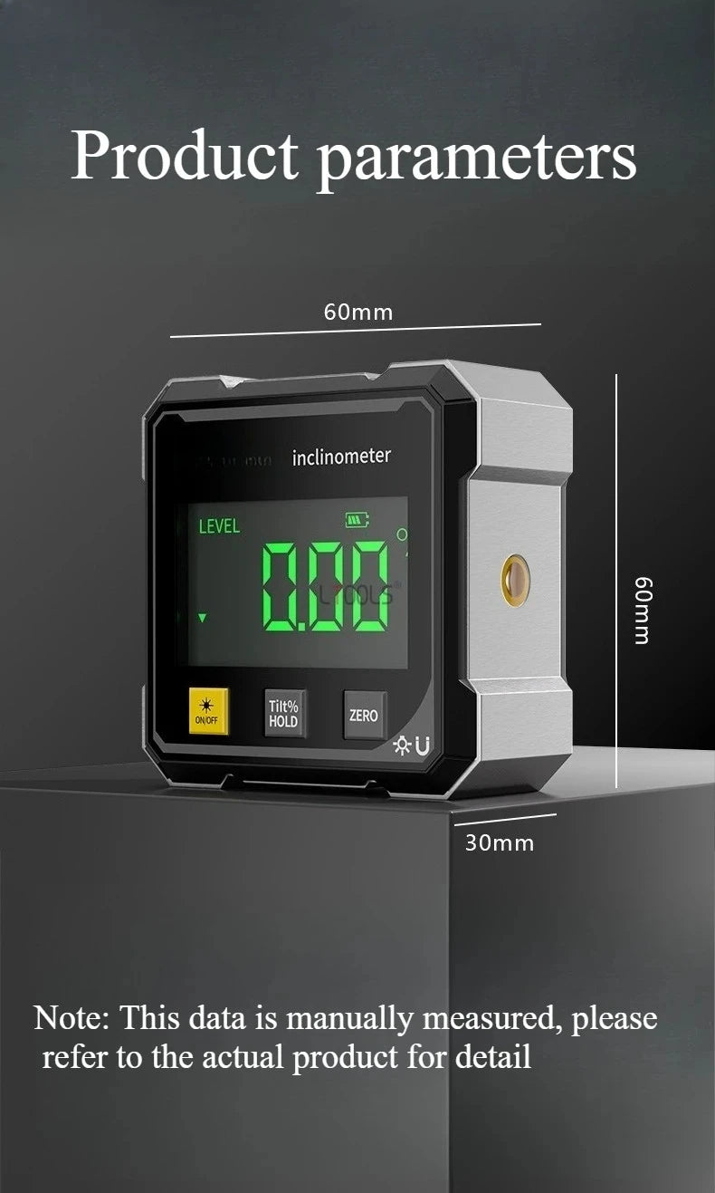 HookUpCo. 4-Sided Magnetic Laser Inclinometer for Precision