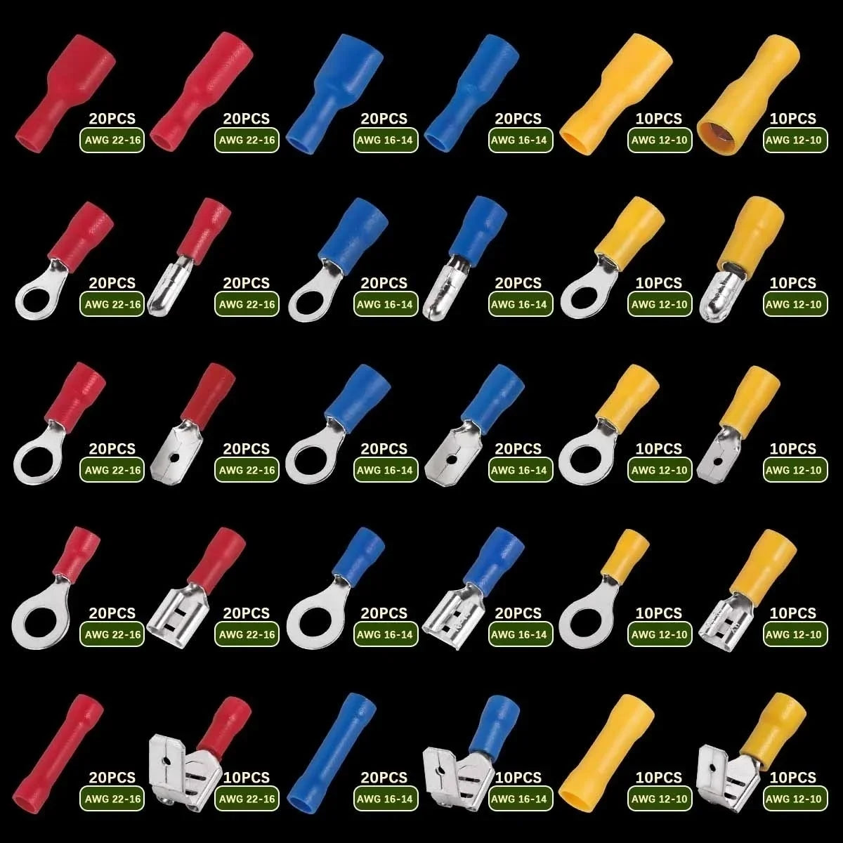 HookUpCo. 480PCS Insulated Wire Connector Kit with Terminals