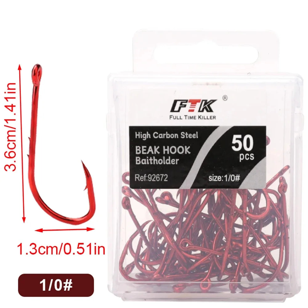 HookUpCo. Premium Red Barbed Fishing Hooks - HookUpCo.