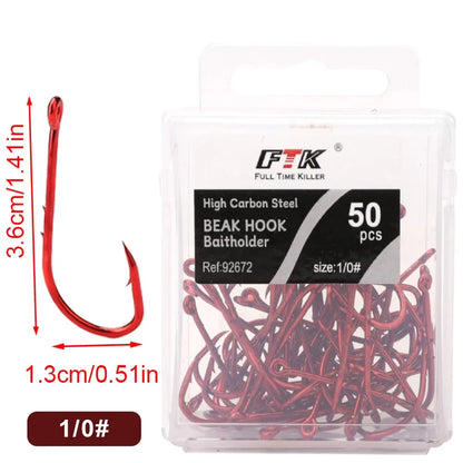 HookUpCo. Premium Red Barbed Fishing Hooks - HookUpCo.