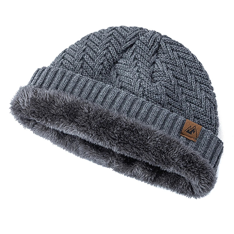 Warm Knitted Beanie with Plush Lining for Outdoors