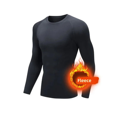 Men's Thermal Fleece Long Sleeve Running Top - HookUpCo.