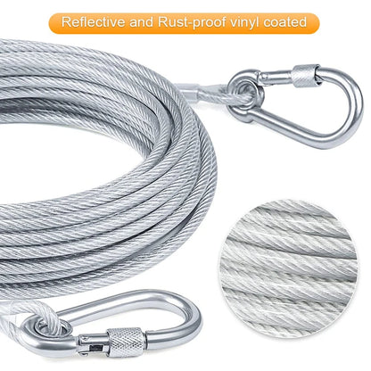 Double-Headed Dog Tie Out Cable Leash with Metal Buckle