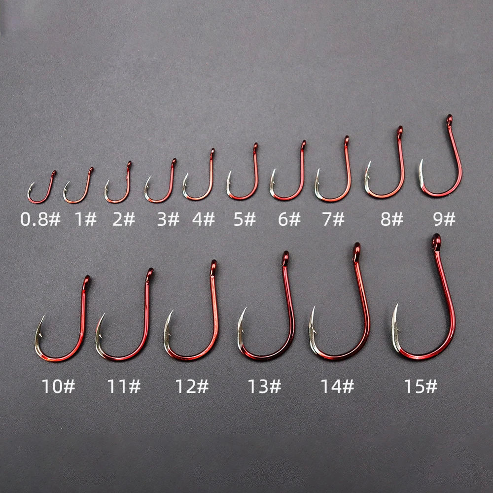 HookUpCo. Sharp Red Fishing Hooks, 16 Sizes - HookUpCo.