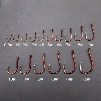 HookUpCo. Sharp Red Fishing Hooks, 16 Sizes - HookUpCo.