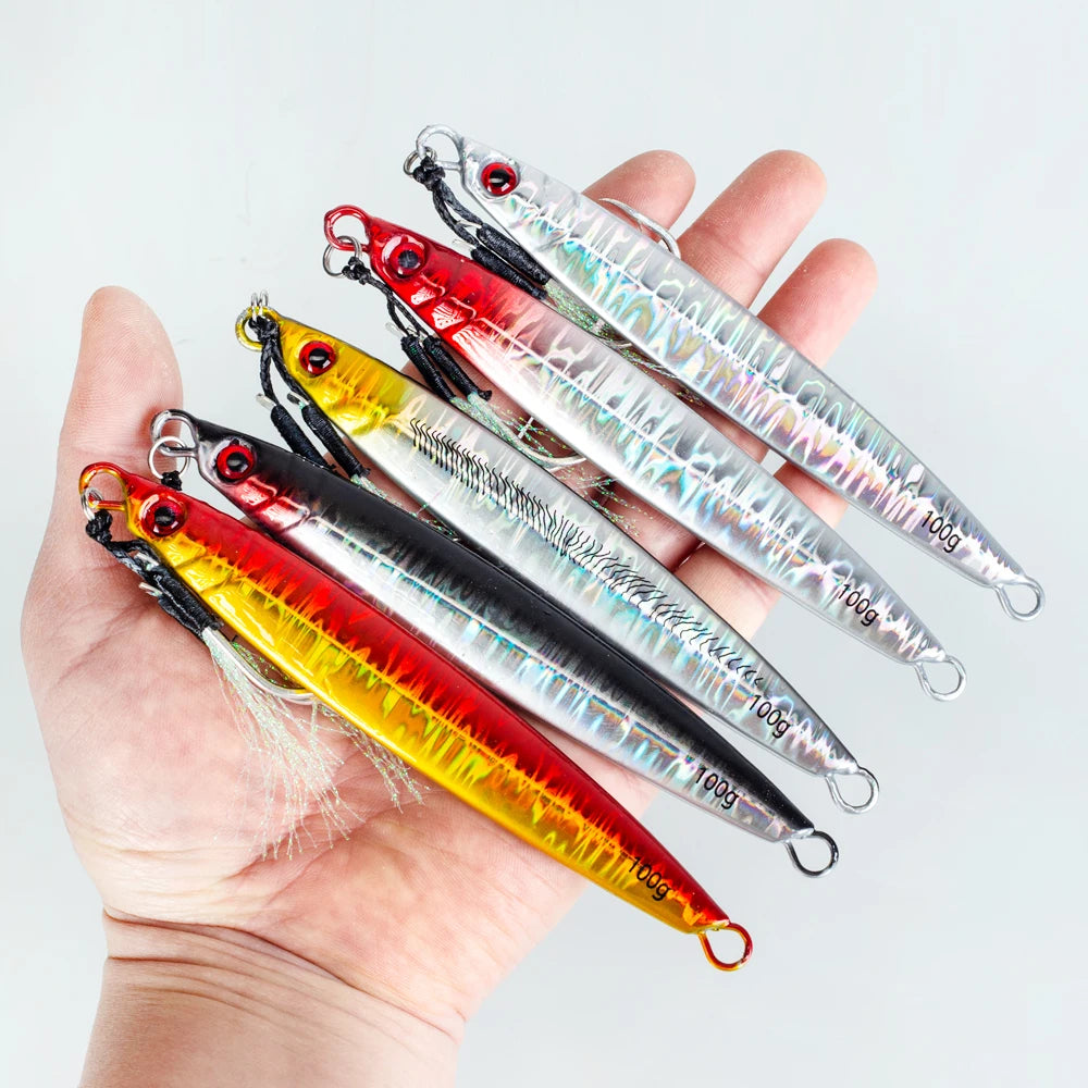 Metal Jigging Lure with 3D Eyes and Sharp Hooks
