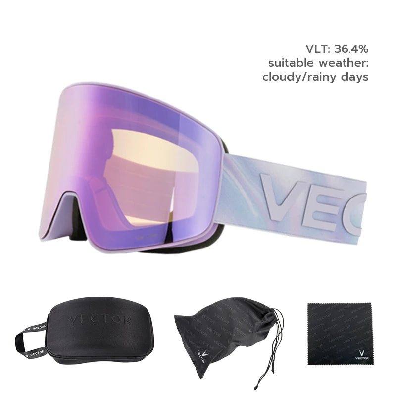 HookUpCo. Double Layer Anti-Fog Ski Goggles with UV400 Protection