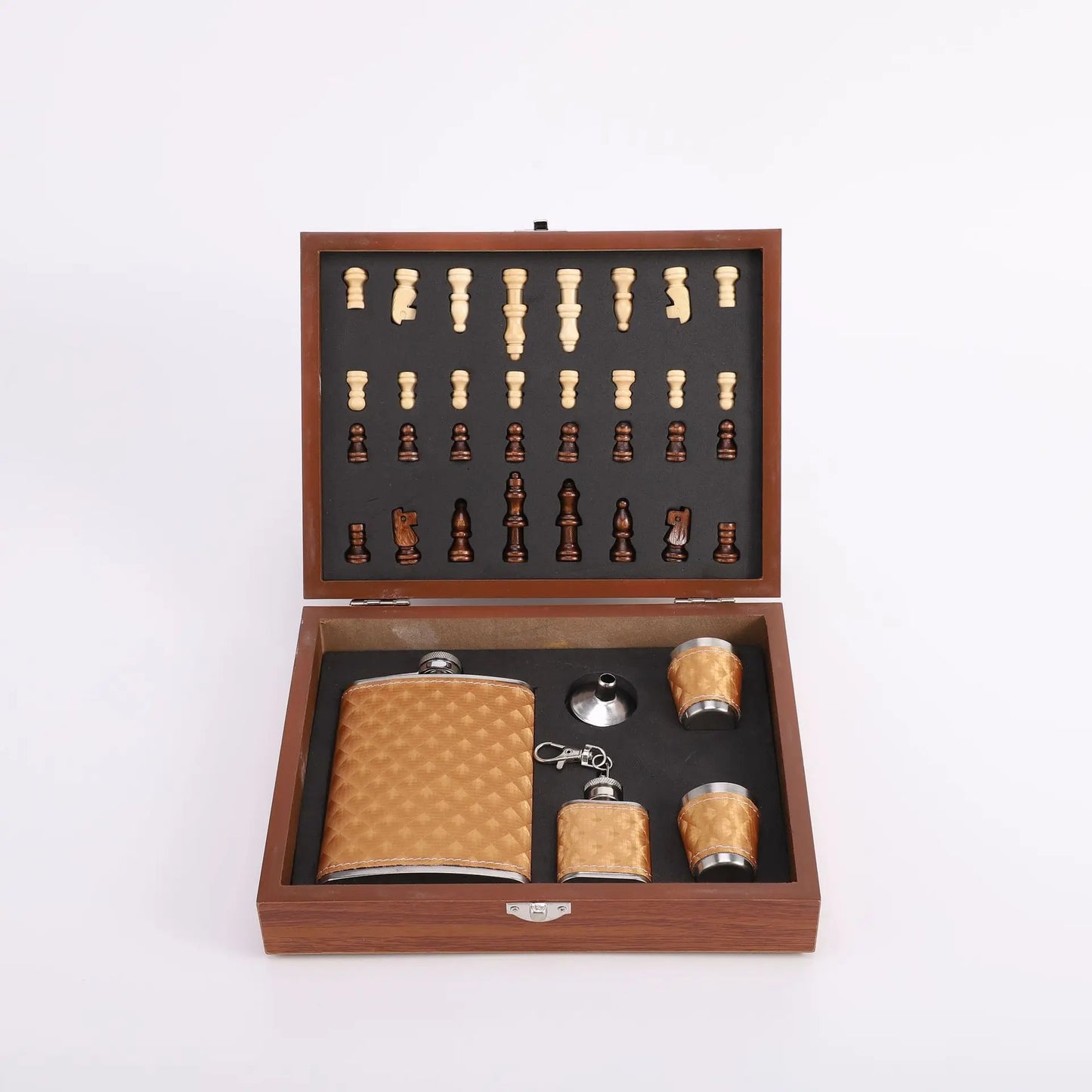 HookUpCo. Leather Hip Flask Gift Set with Box