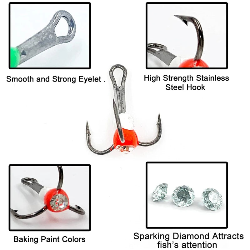 HookUpCo. High Carbon Steel Ice Fishing Hooks