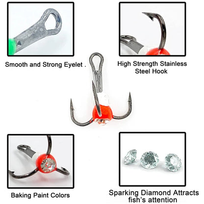 HookUpCo. High Carbon Steel Ice Fishing Hooks
