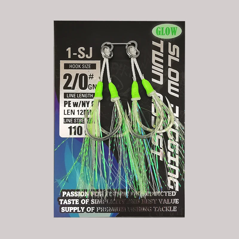 Glow Twin Assist Hooks for Sea Fishing - HookUpCo.