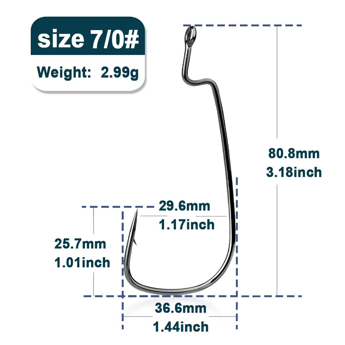 HookUpCo. 50Pcs Wide Gap Bass Fishing Hooks - HookUpCo.