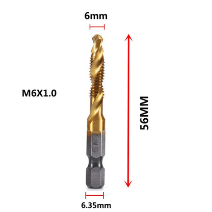 HookUpCo. Titanium Hex Shank Metric Tap Drill Bit Set