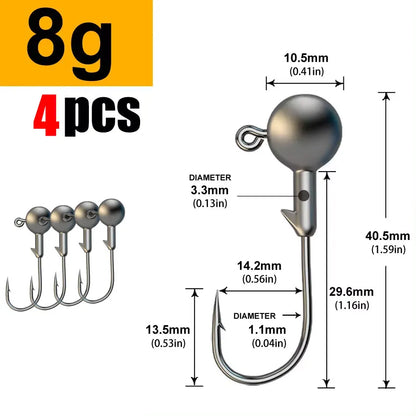 Versatile Jig Head Hooks for Fishing - Multiple Sizes Available