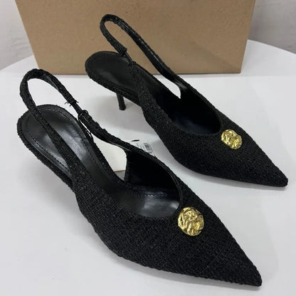 Luxury Stiletto Sandals with Metal Buckle for Women