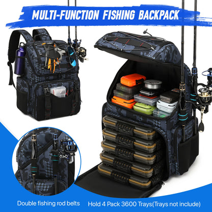 Multifunctional Fishing Backpack with Cooler and Rod Holders