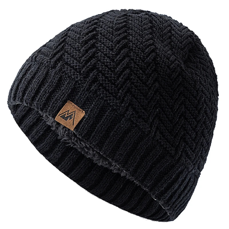 Warm Knitted Beanie with Plush Lining for Outdoors