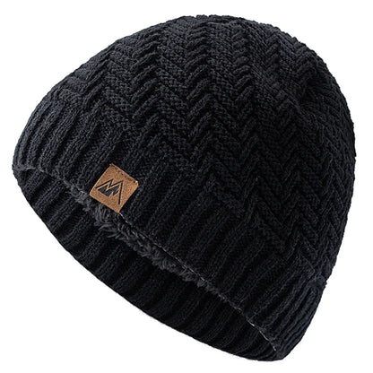 Warm Knitted Beanie with Plush Lining for Outdoors