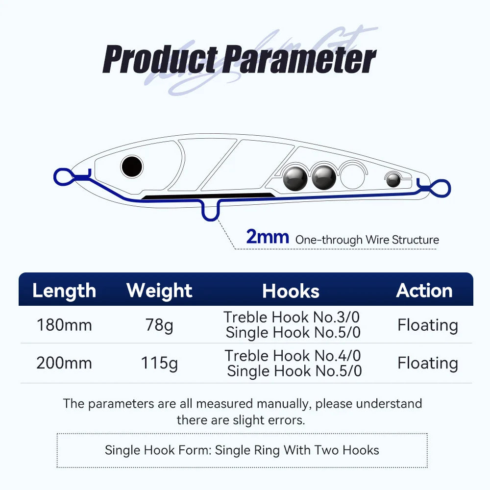 HookUpCo. Phantom Topwater Pencil Lures 180mm 200mm - HookUpCo.
