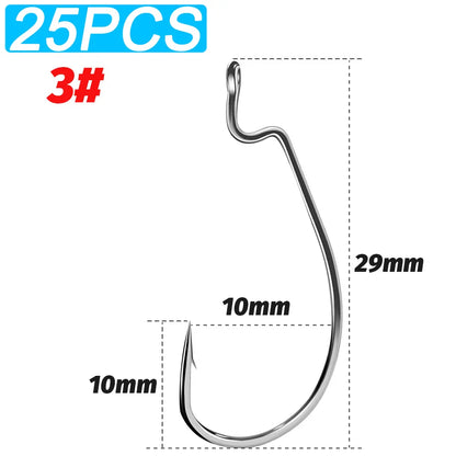 HookUpCo. 25 Wide Gap Hooks for Big Bass Fishing - HookUpCo.
