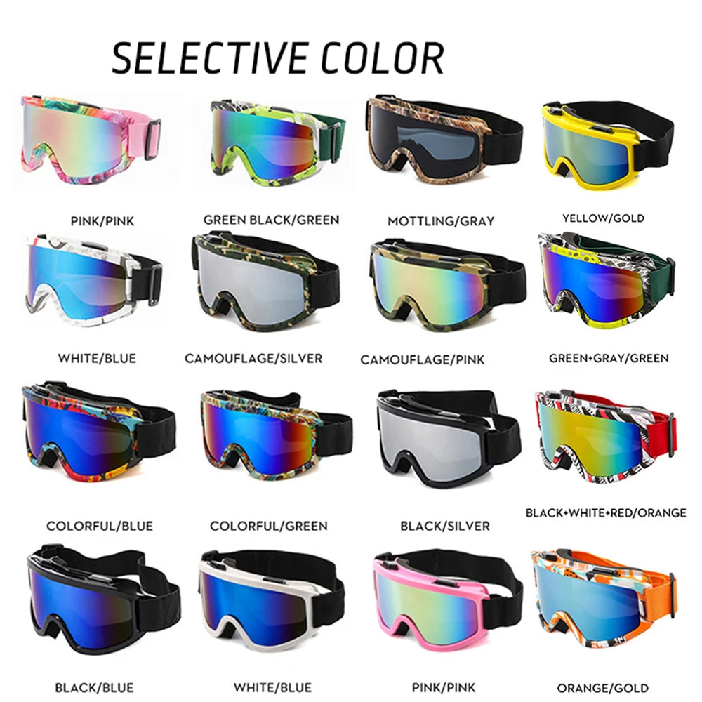 Large Frame Ski Goggles with Colorful Anti-Glare Lens
