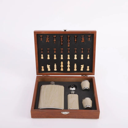 HookUpCo. Leather Hip Flask Gift Set with Box