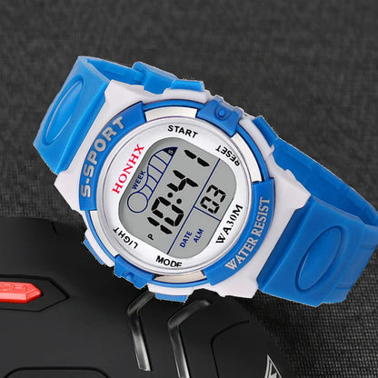 Waterproof LED Sports Watch for Kids with Alarm and Date