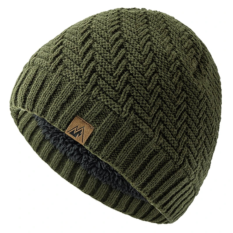Warm Knitted Beanie with Plush Lining for Outdoors