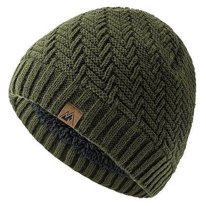 Warm Knitted Beanie with Plush Lining for Outdoors